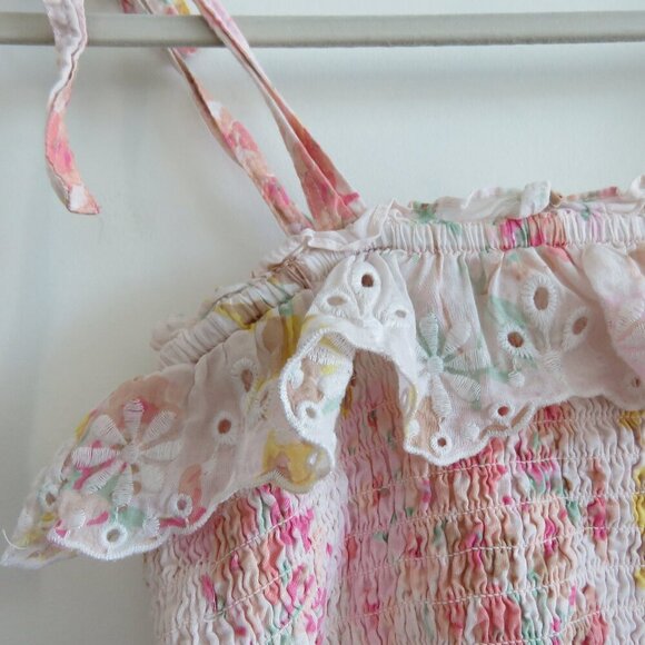 POLO RALPH LAUREN Floral Ruffled Peplum Tank Top Eyelet Pastel Cottage Preppy - Picture 6 of 13